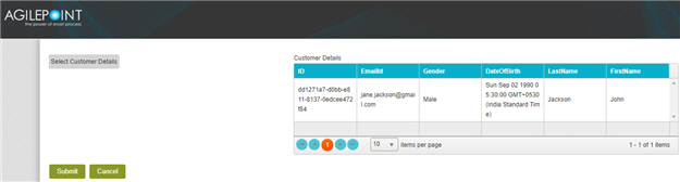 Select Customer Details screen