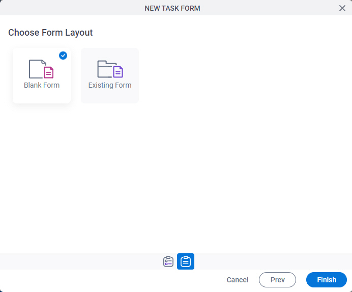 Choose Form Layout screen