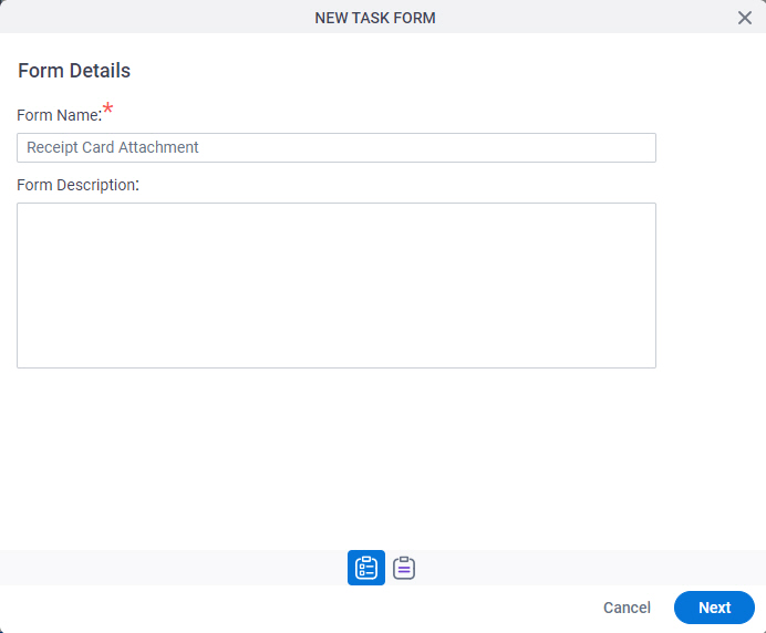 Form Details screen