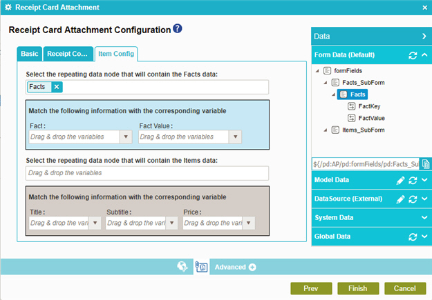 Receipt Card Attachment Configuration Item Config tab