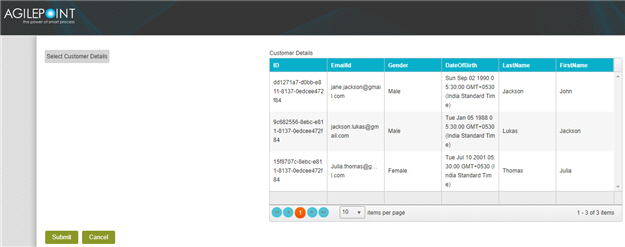 Select Customer Details screen