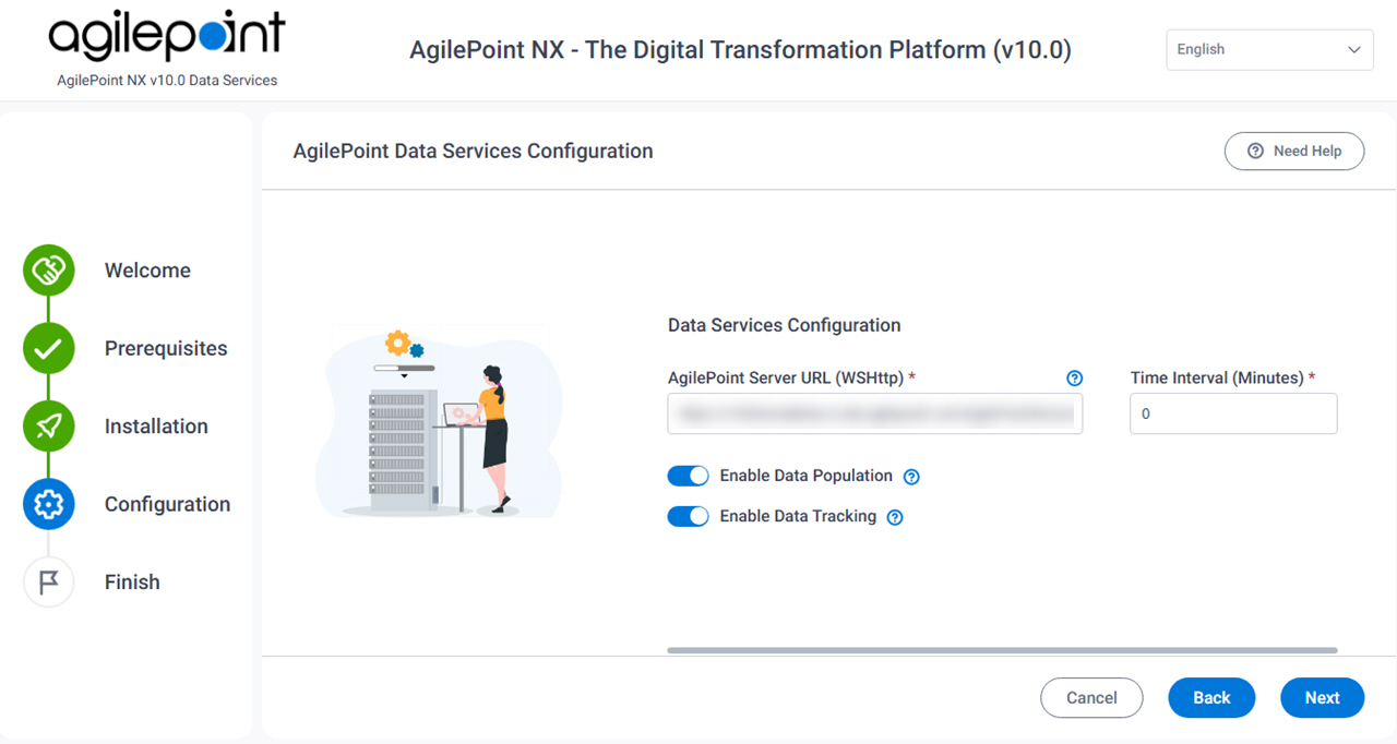 AgilePoint Data Services Configuration screen