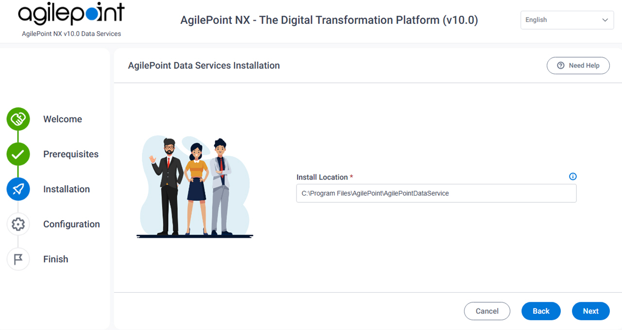 AgilePoint Data Services Install Location screen