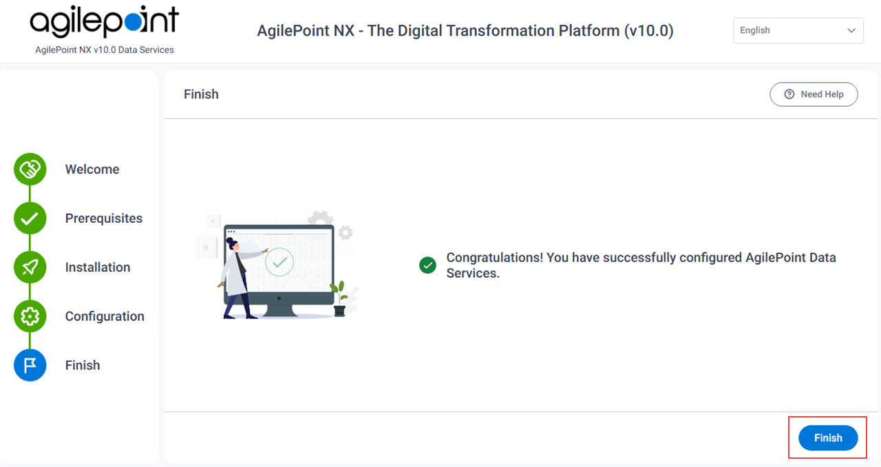 AgilePoint Data Services Installation Completed Message screen