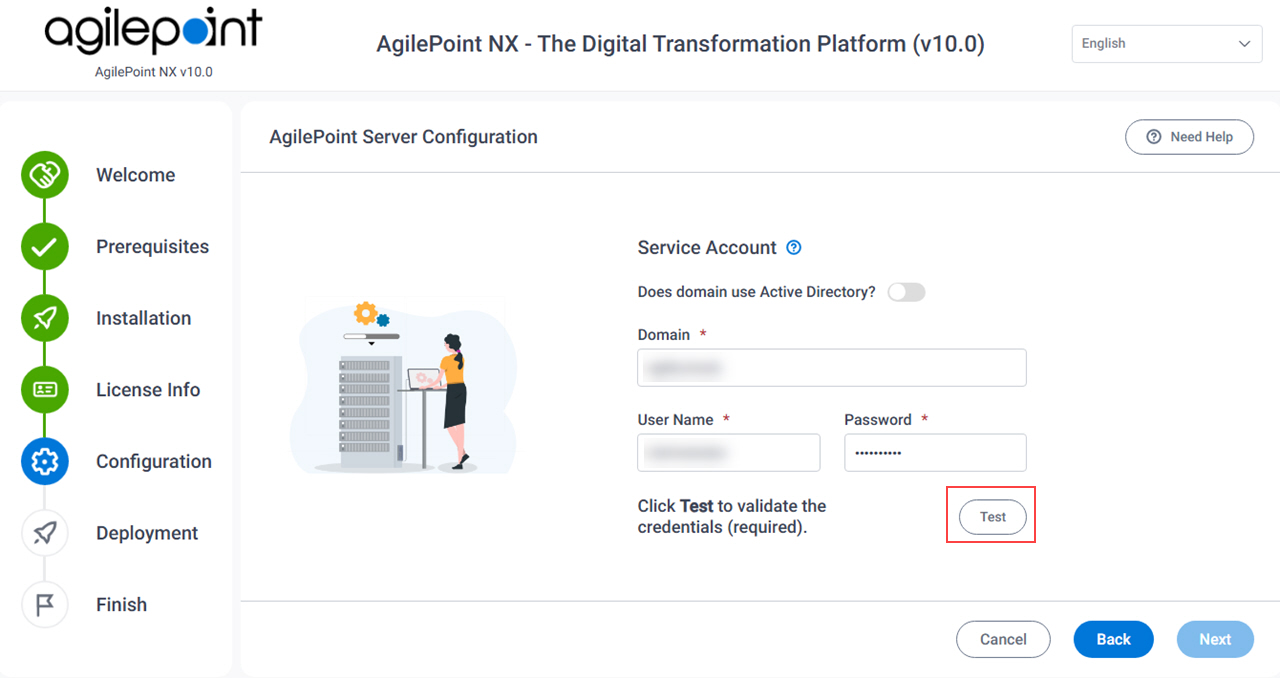 AgilePoint Server Configuration screen