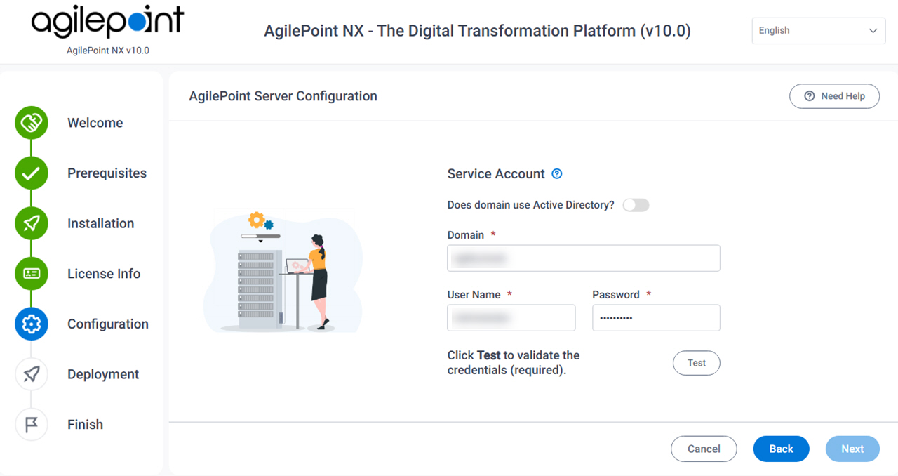 AgilePoint Server Configuration screen