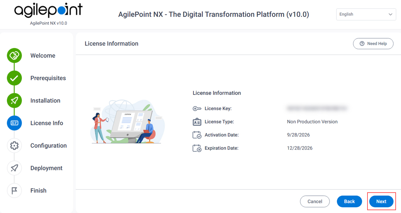 License Information screen