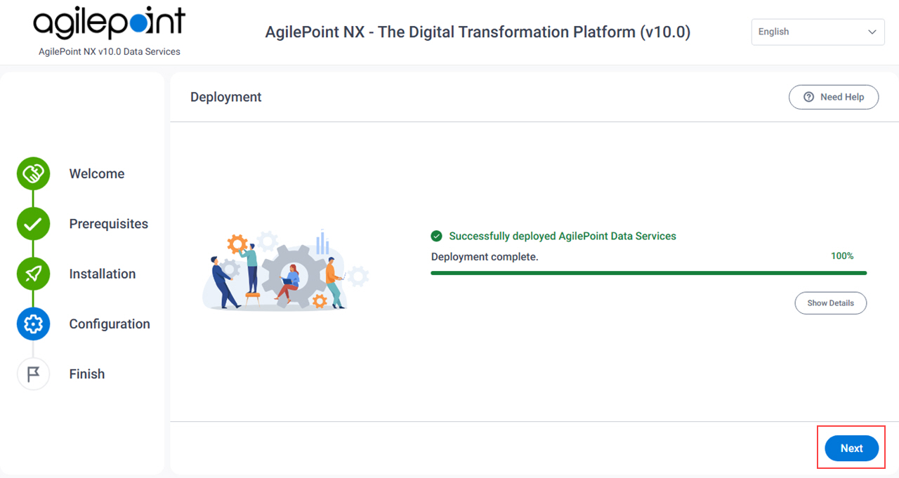 AgilePoint Data Services Installation Completed screen