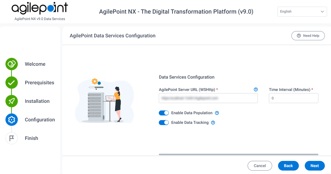 AgilePoint Data Services Configuration screen
