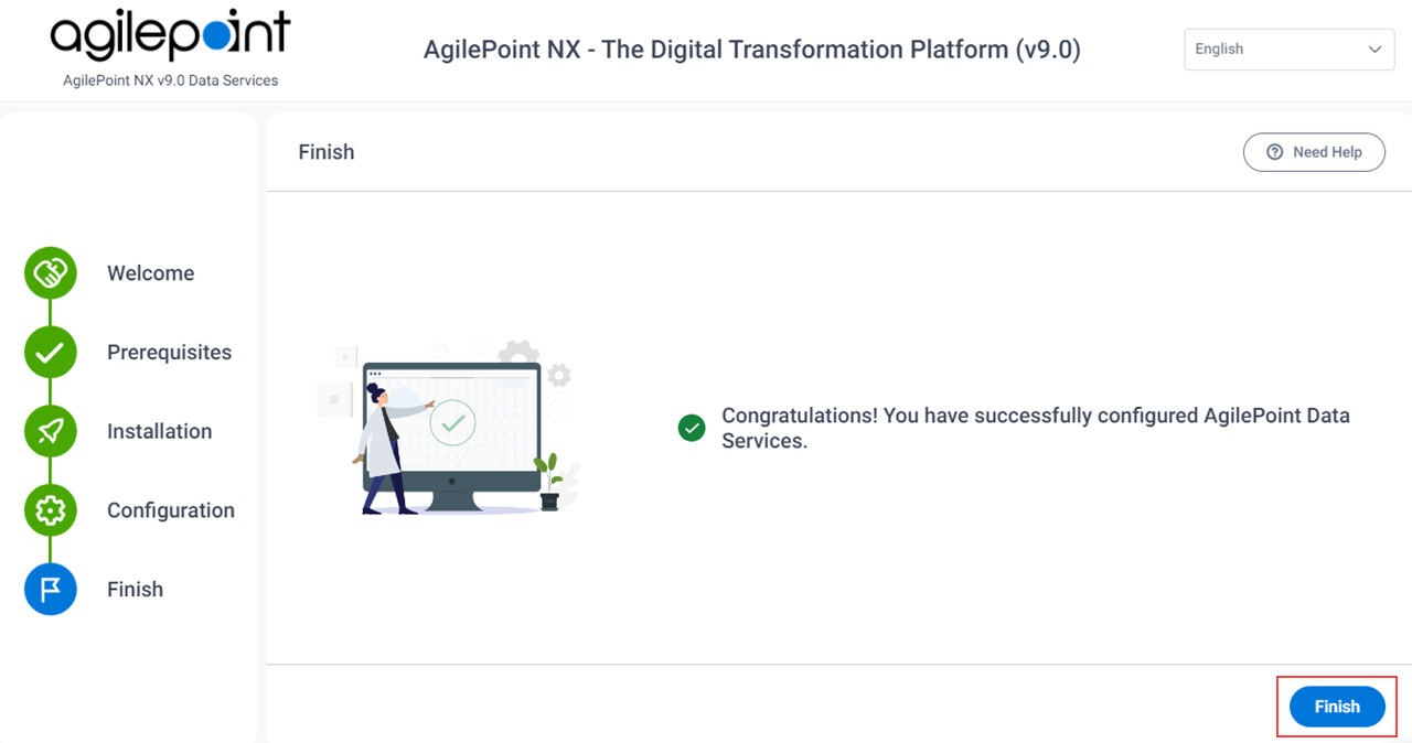 AgilePoint Data Services Installation Completed Message screen