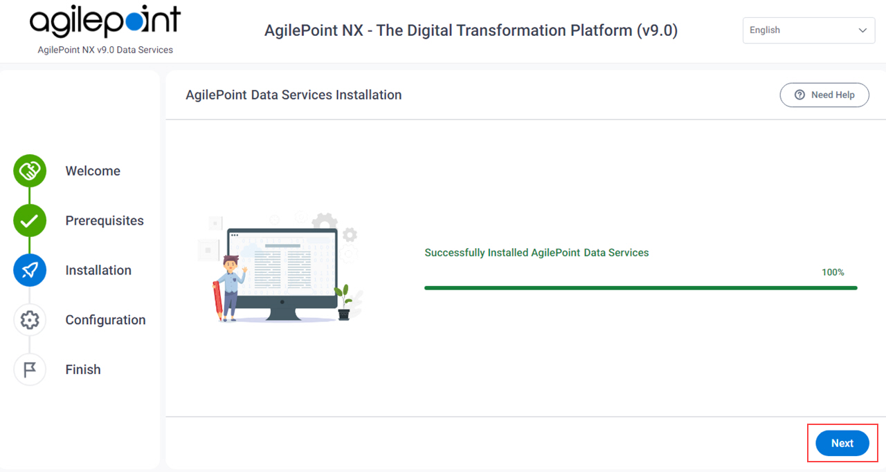 AgilePoint Data Services Installation Completed screen