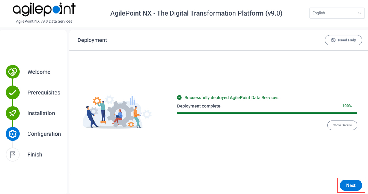 AgilePoint Data Services Installation Completed screen