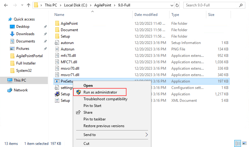 PreSetup dot exe file