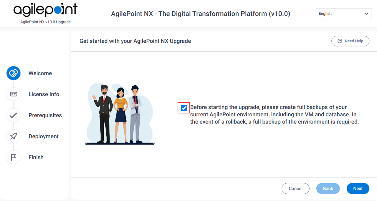 Welcome To AgilePoint NX Software Update Installation screen