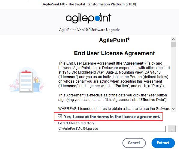 End User License Agreement screen