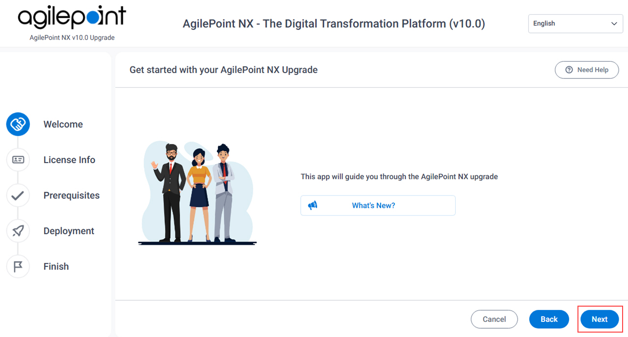 Welcome To AgilePoint NX Software Update Installation screen