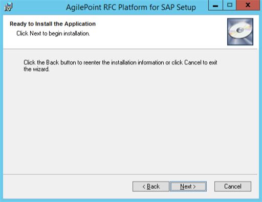 Ready To Install The Application screen AgilePoint SAP Connector