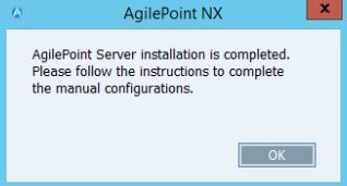 AgilePoint Server Installation Completed Message screen