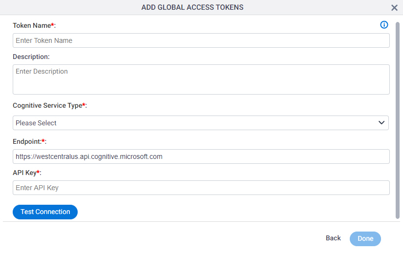 Microsoft Cognitive Services Global Access Token screen
