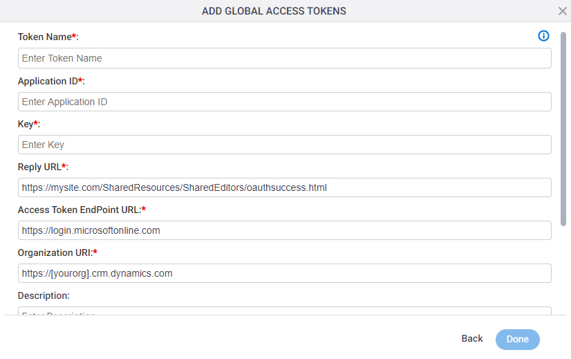 Common Data Service Global Access Token screen