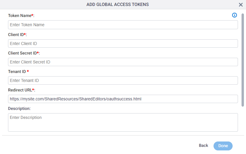 OneDrive Global Access Token screen