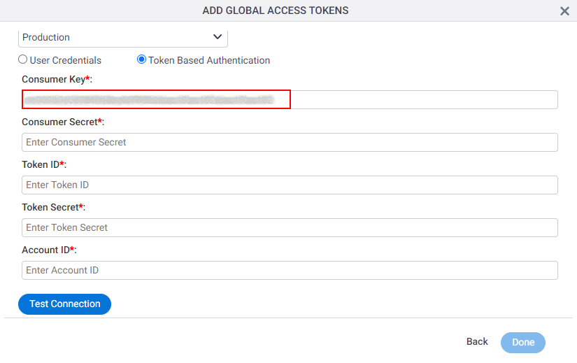 NetSuite Access Token Configuration screen