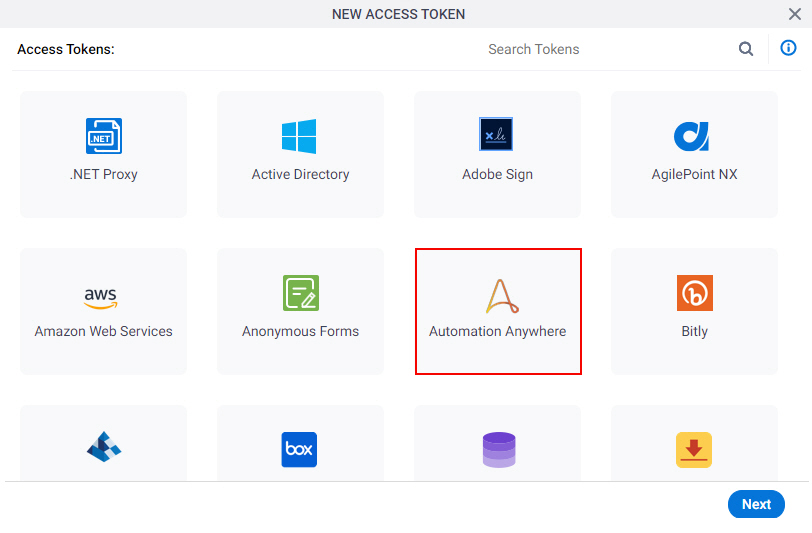 Select Automation Anywhere App Token