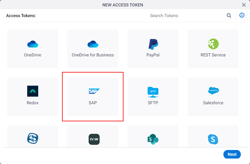 Select SAP App Token