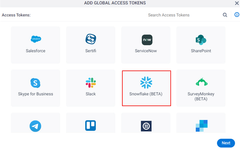 Select Snowflake Access Token