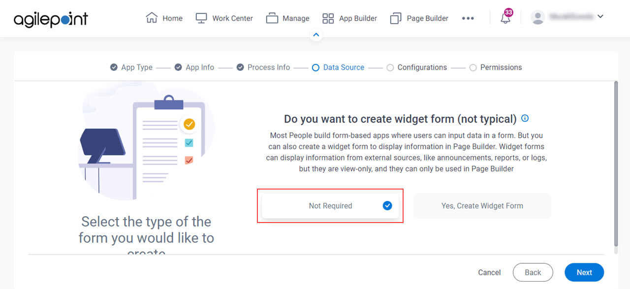 Do you want to create widget form (not typical)? screen