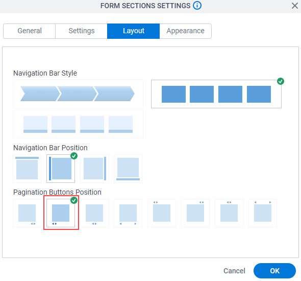 Select Pagination Buttons Position