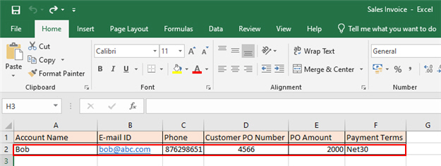 Excel Read General Configuration screen