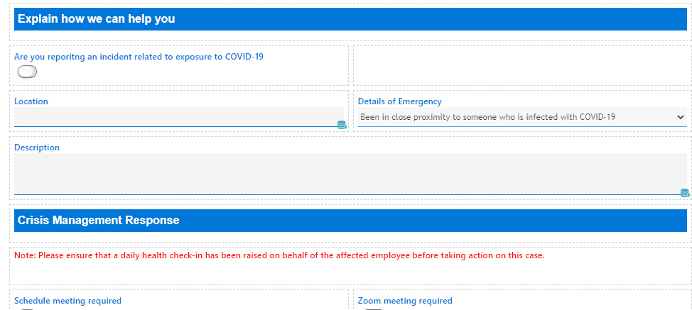 Crisis Management Team eForm