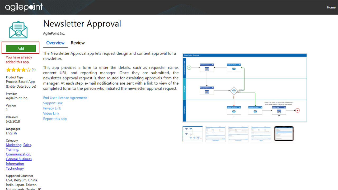 Newsletter Approval screen