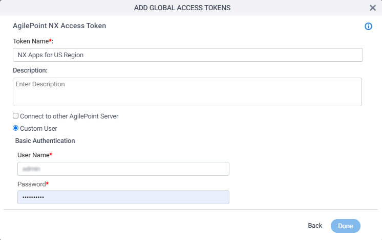 AgilePoint NX Access Token Configuration screen