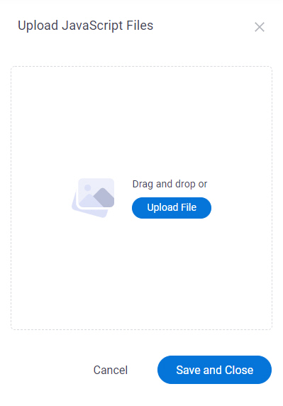 Upload JavaScript Files screen