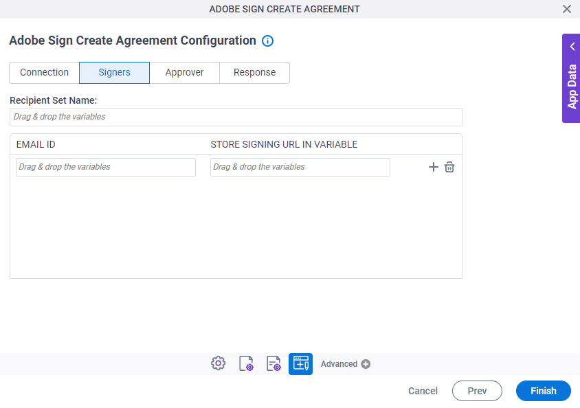 Adobe Sign Create Agreement Configuration Signers tab