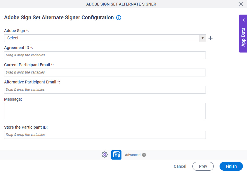 Adobe Sign Set Alternate Signer Configuration screen