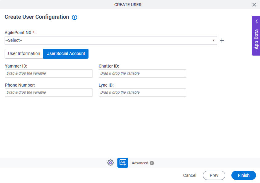 Create User Configuration User Social Accounts tab