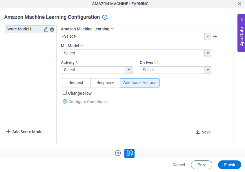 Amazon Machine Learning Configuration Additional Actions tab