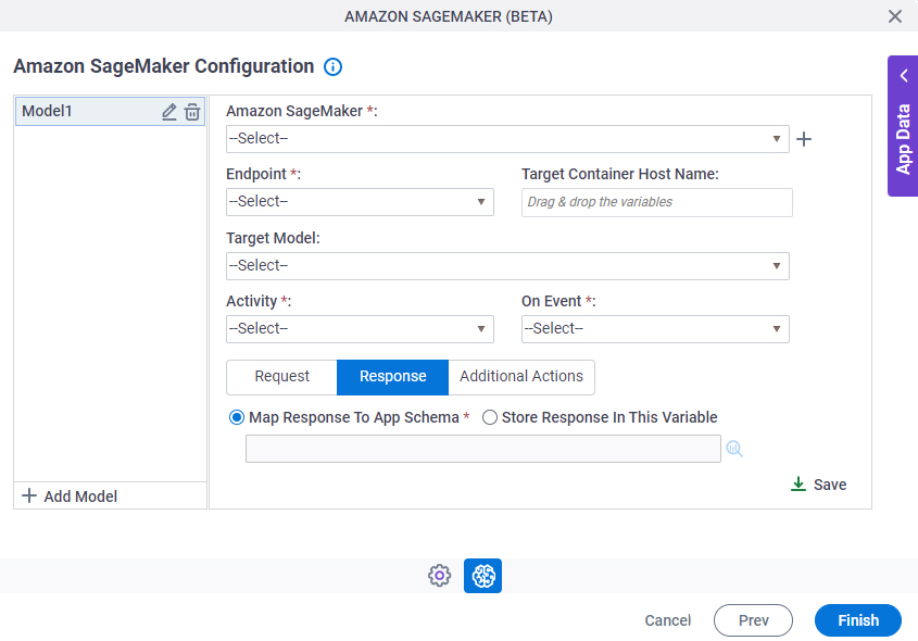 Amazon SageMaker Configuration Response tab