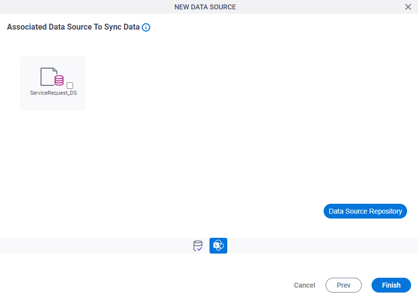 Associated Data Source To Sync Data screen