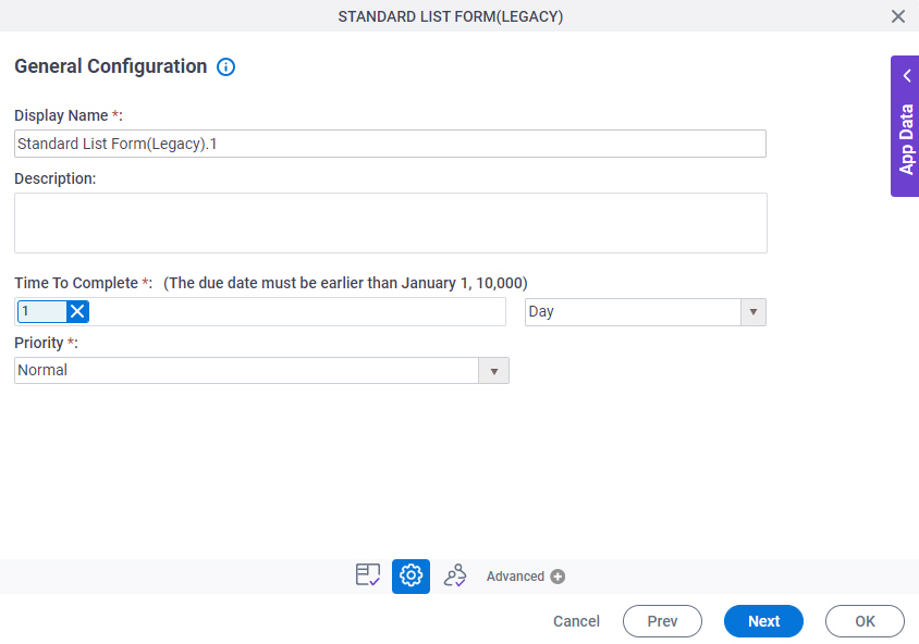 General Configuration screen