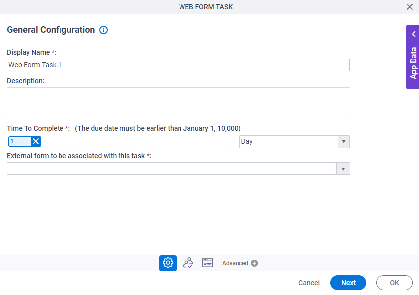 General Configuration screen