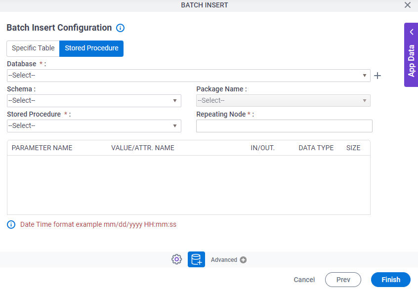 Batch Insert Stored Procedure tab