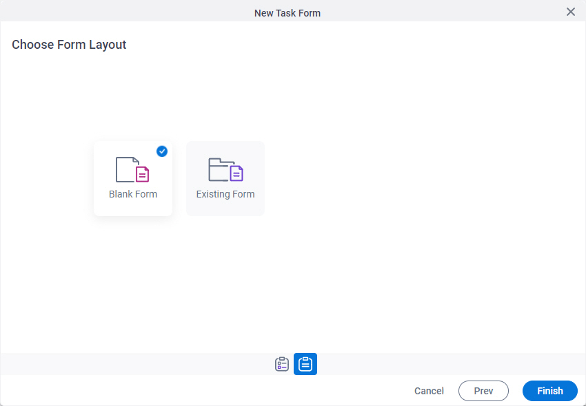 Choose Form Layout screen