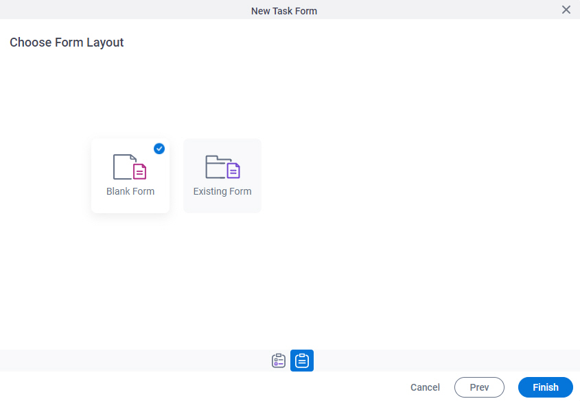 Choose Form Layout screen