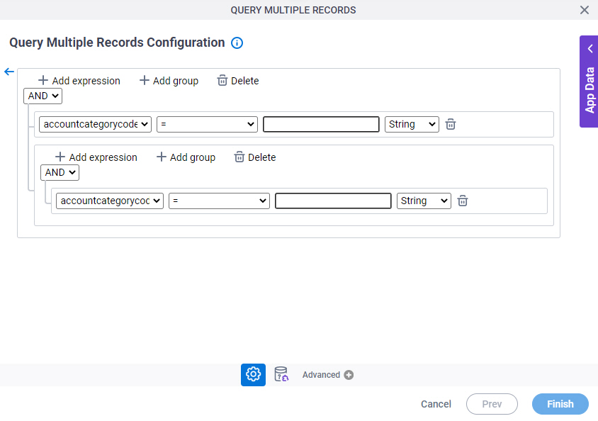 Query Multiple Records Configuration Create Conditions