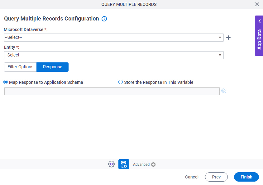 Query Multiple Records Configuration Response tab