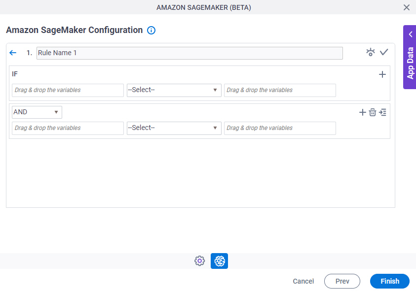 Amazon SageMaker Configuration Condition Builder screen